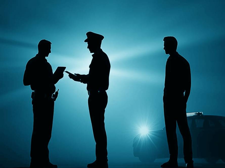 Police officer interacting with civilians, representing support through U visa applications.